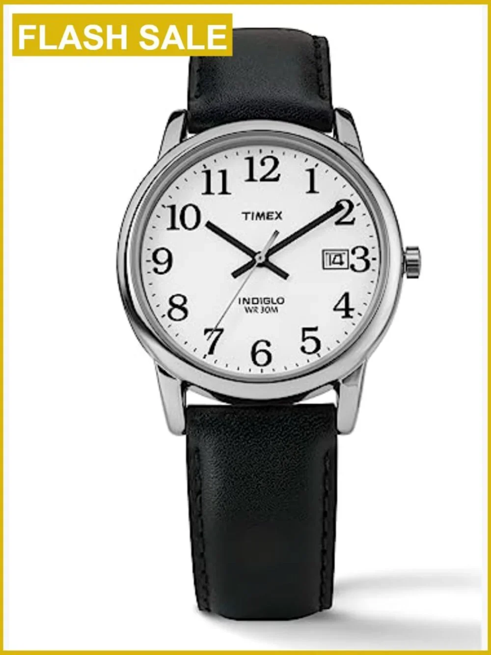 Easy Reader Quartz Watch Genuine Leather Strap Indiglo Date Display
